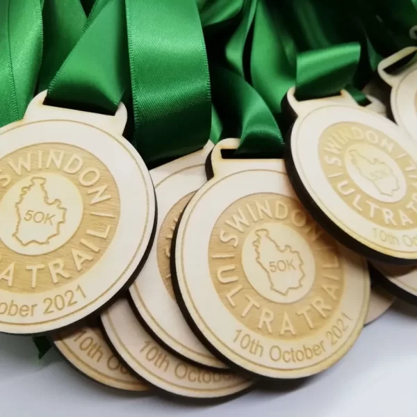 Swindon running medals for ultra trail participants.