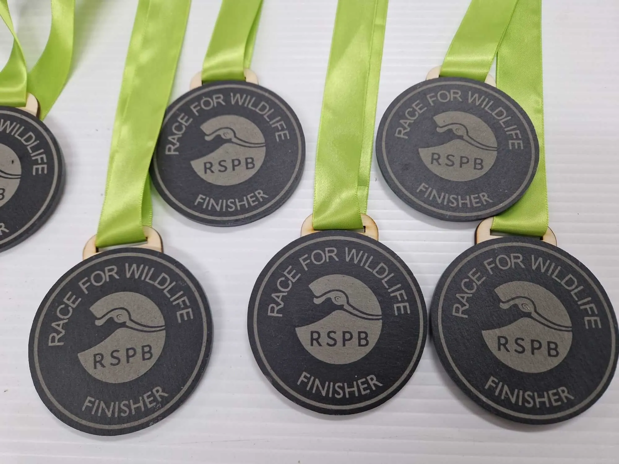 Race for eco-friendly wildlife medals made from slate.