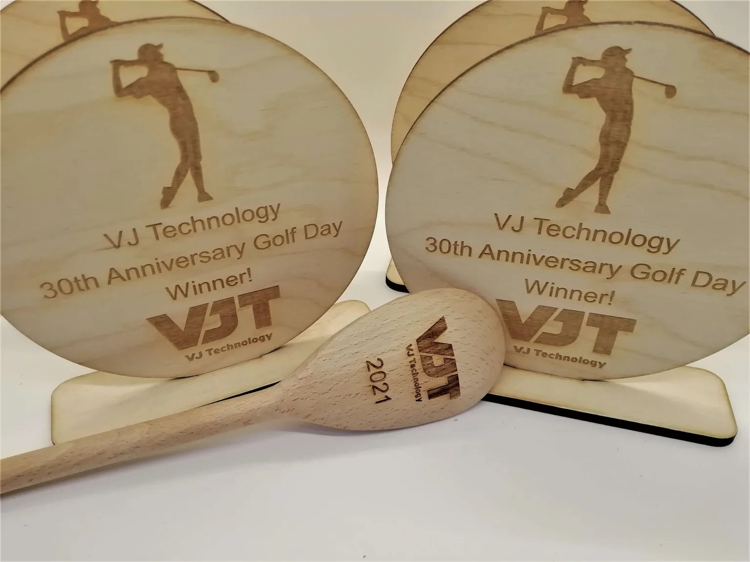 Vv technology 30th anniversary golf day sustainable trophies.