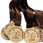 Custom wooden medal for trail running event