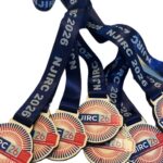 Colour wooden medal for rowing event