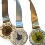 Colour wooden medal for team event